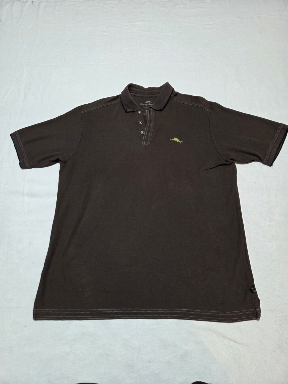 Tommy Bahama Polo Shirt Men's L Brown Supima Blend Big Marlin Short Sleeve Golf